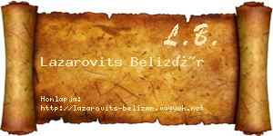 Lazarovits Belizár névjegykártya